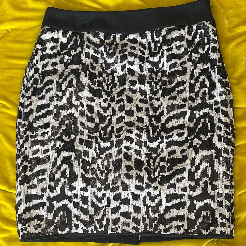 The Limited Black and White Sequin Pencil Skirt